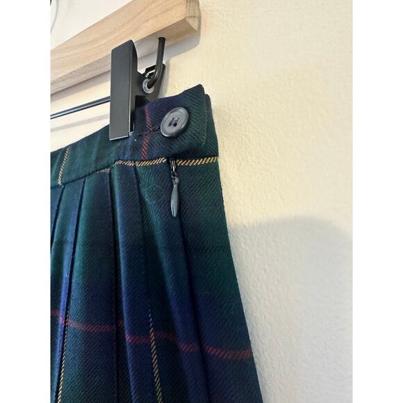 Pendleton Celebration Green Tartan Pleated Wool Midi Skirt Dark Academia Size 10 - Picture 3 of 9